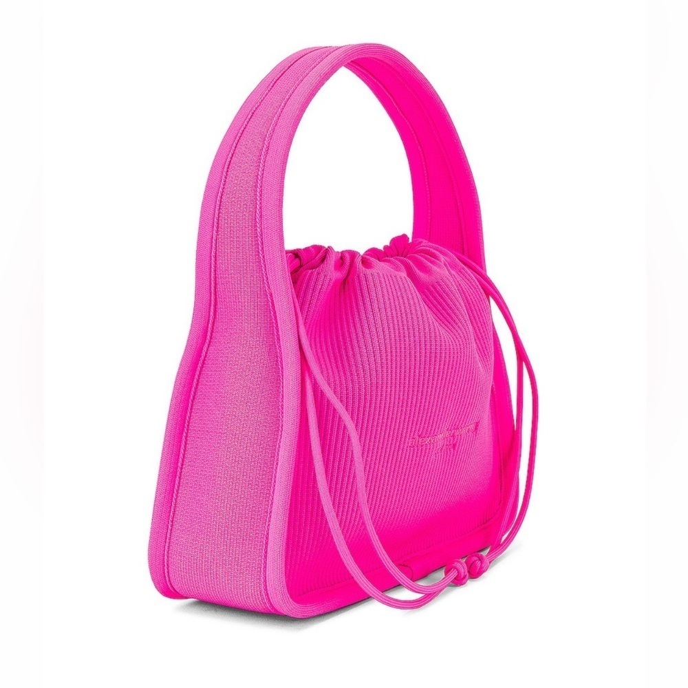 NEW! Alexander Wang Neon Bubblegum Pink Ryan Small Ribbed Knit Bag Satchel FWRD - Picture 10 of 12